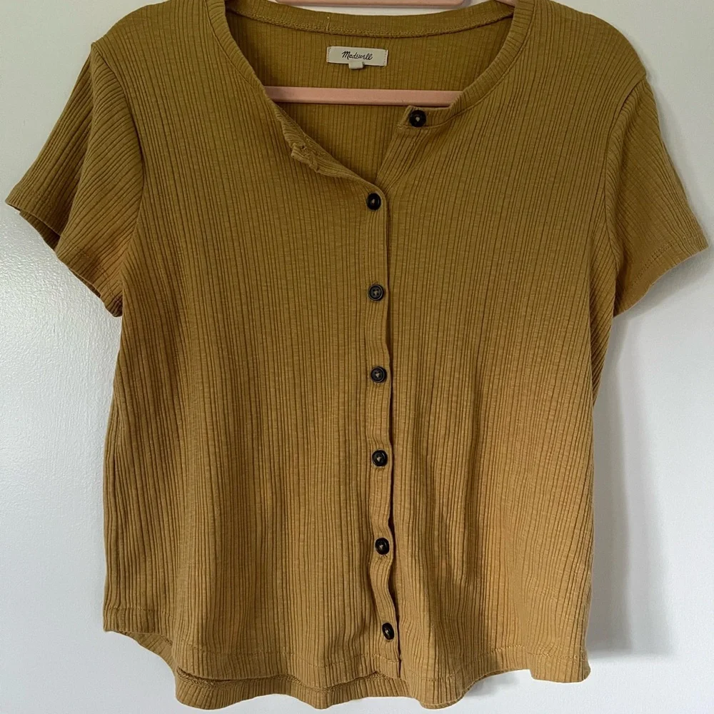 Madewell Mustard Button-Down Shirt - Picture 2 of 9